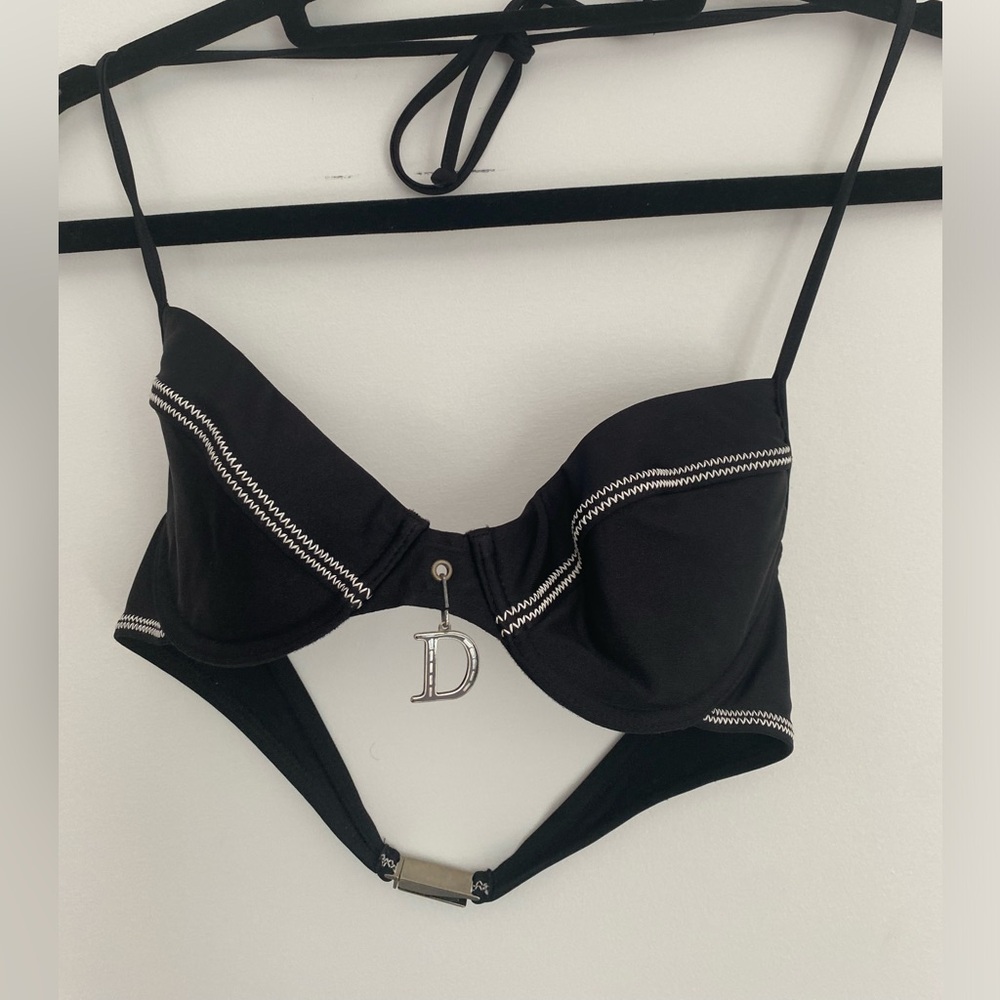 Christian DIOR swimsuit top monogram dangling “D” Dior sign size 34B S